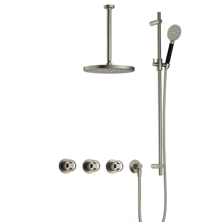 Hotbath Cobber IBSW70 Regendoucheset inbouw - 30cm plafondarm - 30cm ronde hoofddouche - 3 standen handdouche - glijstang - Geborsteld nikkel IBSW70GN1357 afbeelding 1