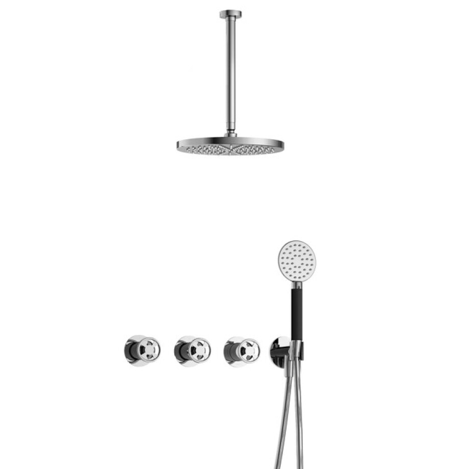Hotbath Cobber IBSW70 Regendoucheset inbouw - 30cm plafondarm - 30cm ronde hoofddouche - 3 standen handdouche - chroom IBSW70CR135 afbeelding 1