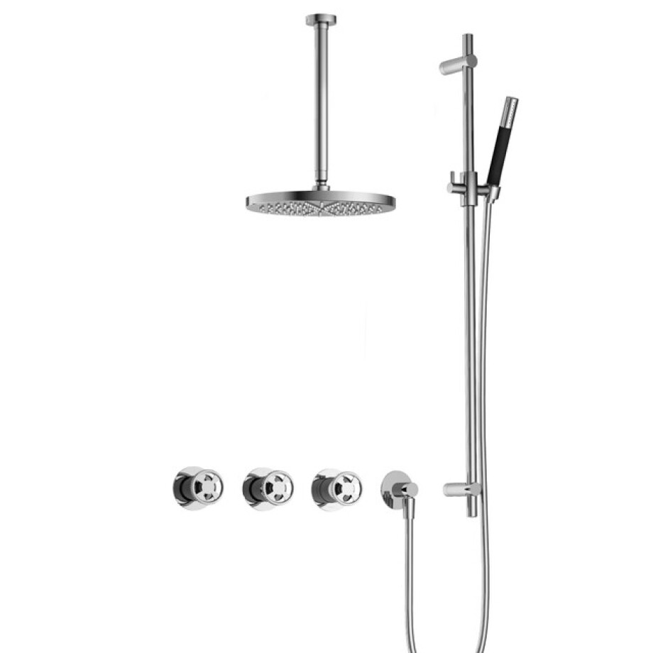 Hotbath Cobber IBSW70 Regendoucheset inbouw - 30cm plafondarm - 30cm ronde hoofddouche - staafhanddouche - glijstang - chroom IBSW70CR357 afbeelding 1