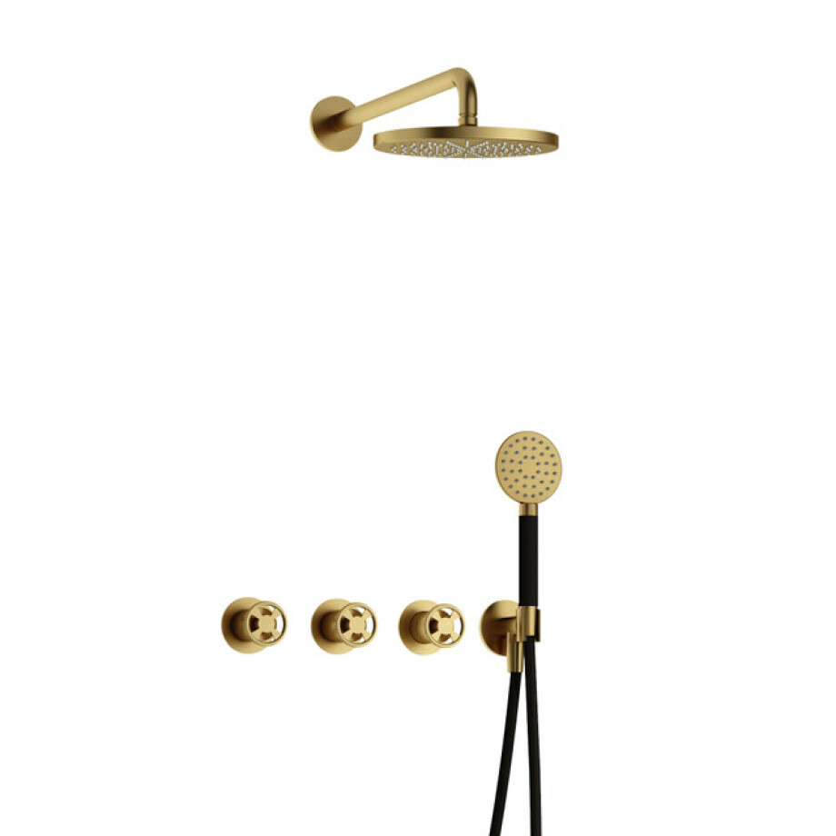 Hotbath Cobber IBSW70 Regendoucheset inbouw - 38.5cm wandarm - 20cm ronde hoofddouche - 3 standen handdouche - Geborsteld messing PVD IBSW70BBP1 Hotbath Cobber IBSW70 Regendoucheset inbouw - 38.5cm wandarm - 20cm ronde hoofddouche - 3 standen handdouche - Geborsteld messing PVD IBSW70BBP1 afbeelding 1