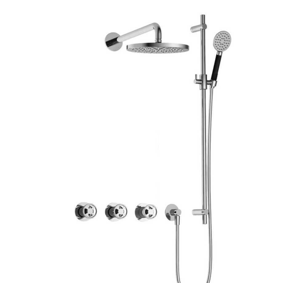 Hotbath Cobber IBSW70 Regendoucheset inbouw - 38.5cm wandarm - 20cm ronde hoofddouche - 3 standen handdouche - glijstang - chroom IBSW70CR17 afbeelding 1