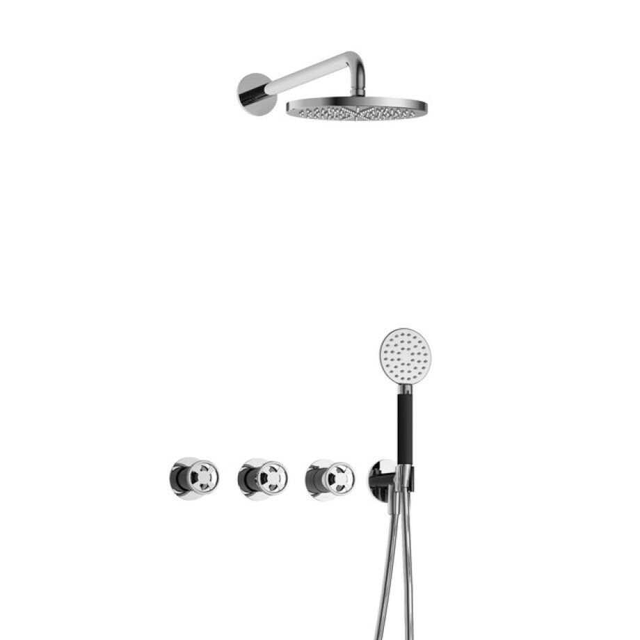 Hotbath Cobber IBSW70 Regendoucheset inbouw - 38.5cm wandarm - 20cm ronde hoofddouche - 3 standen handdouche - chroom IBSW70CR1 afbeelding 1