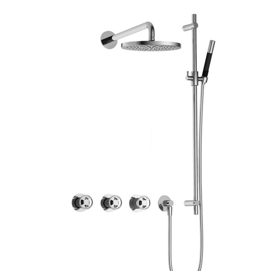 Hotbath Cobber IBSW70 Regendoucheset inbouw - 38.5cm wandarm - 20cm ronde hoofddouche - staafhanddouche - glijstang - chroom IBSW70CR7 afbeelding 1