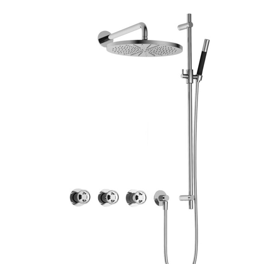 Hotbath Cobber IBSW70 Regendoucheset inbouw - 38.5cm wandarm - 30cm ronde hoofddouche - staafhanddouche - glijstang - chroom IBSW70CR57 afbeelding 1