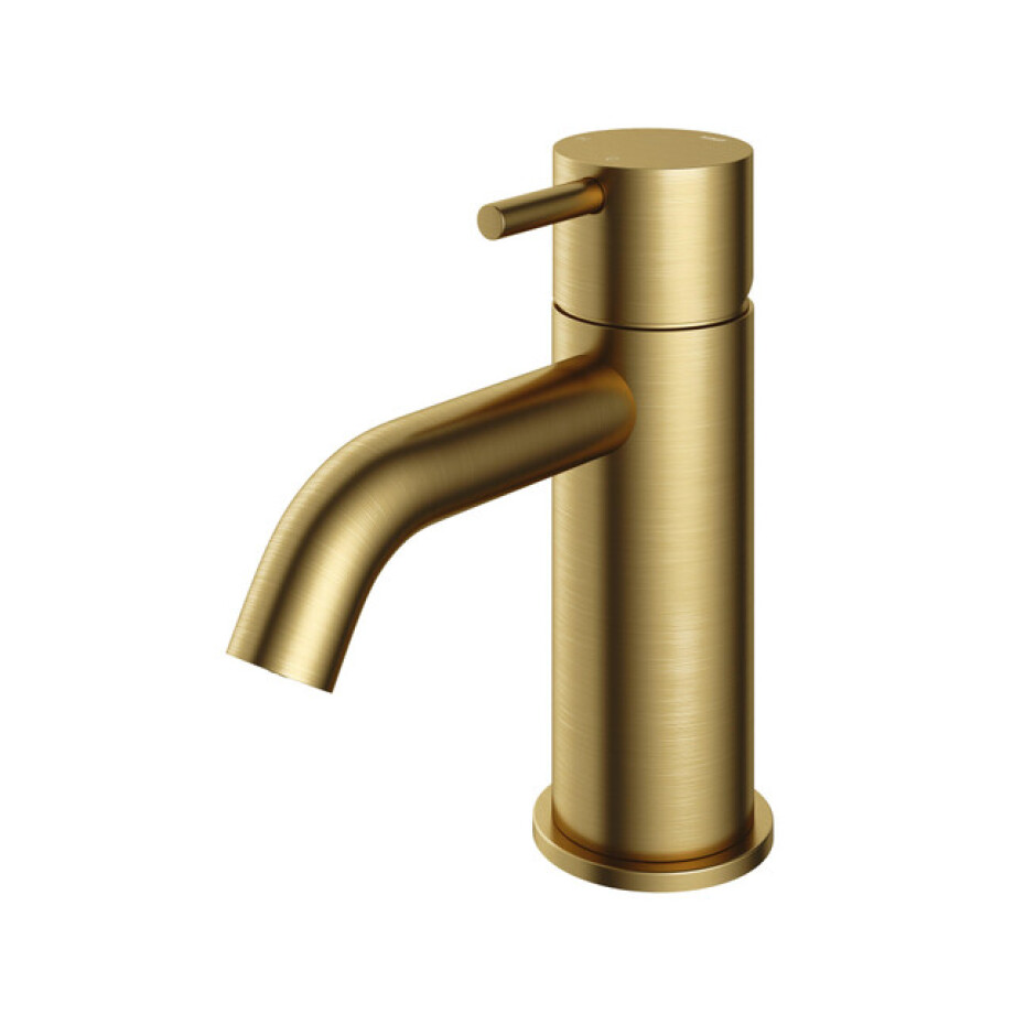 Hotbath Cobber lage wastafelmengkraan met gebogen uitloop zonder waste geborsteld messing PVD CB003CBBP afbeelding 1