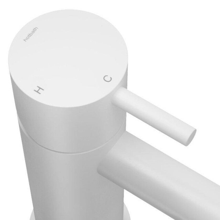 Hotbath Cobber lage wastafelmengkraan met gebogen uitloop zonder waste mat wit CB003CWH afbeelding 1