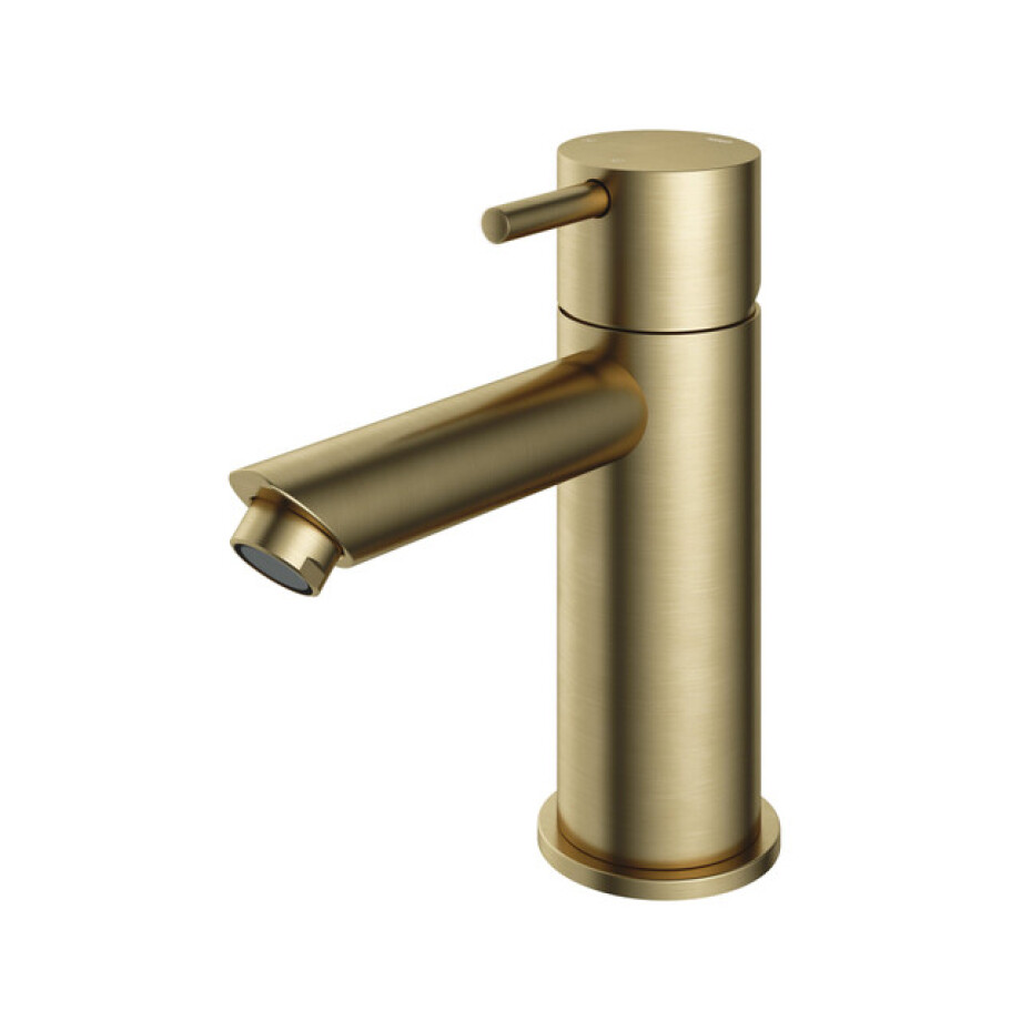 Hotbath Cobber lage wastafelmengkraan met rechte uitloop zonder waste geborsteld messing CB003SBB afbeelding 1