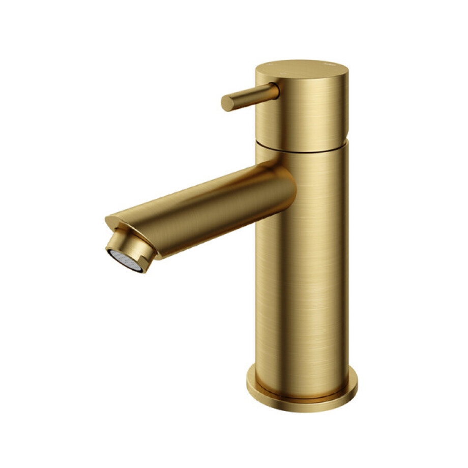 Hotbath Cobber lage wastafelmengkraan met rechte uitloop zonder waste geborsteld messing PVD CB003SBBP afbeelding 1