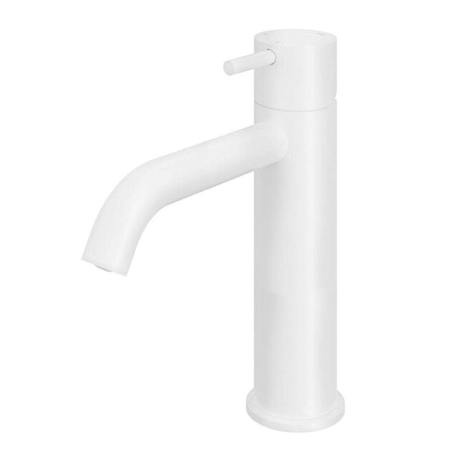 Hotbath Cobber middelhoge wastafelkraan met gebogen uitloop zonder waste mat wit CB003MCWH afbeelding 1