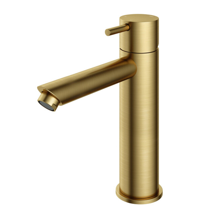 Hotbath Cobber middelhoge wastafelmengkraan met rechte uitloop zonder waste geborsteld messing PVD CB003MSBBP afbeelding 1