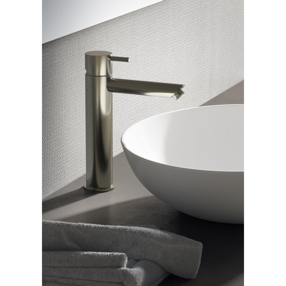 Hotbath Cobber middelhoge wastafelmengkraan met rechte uitloop zonder waste geborsteld nikkel CB003MSGN afbeelding 1