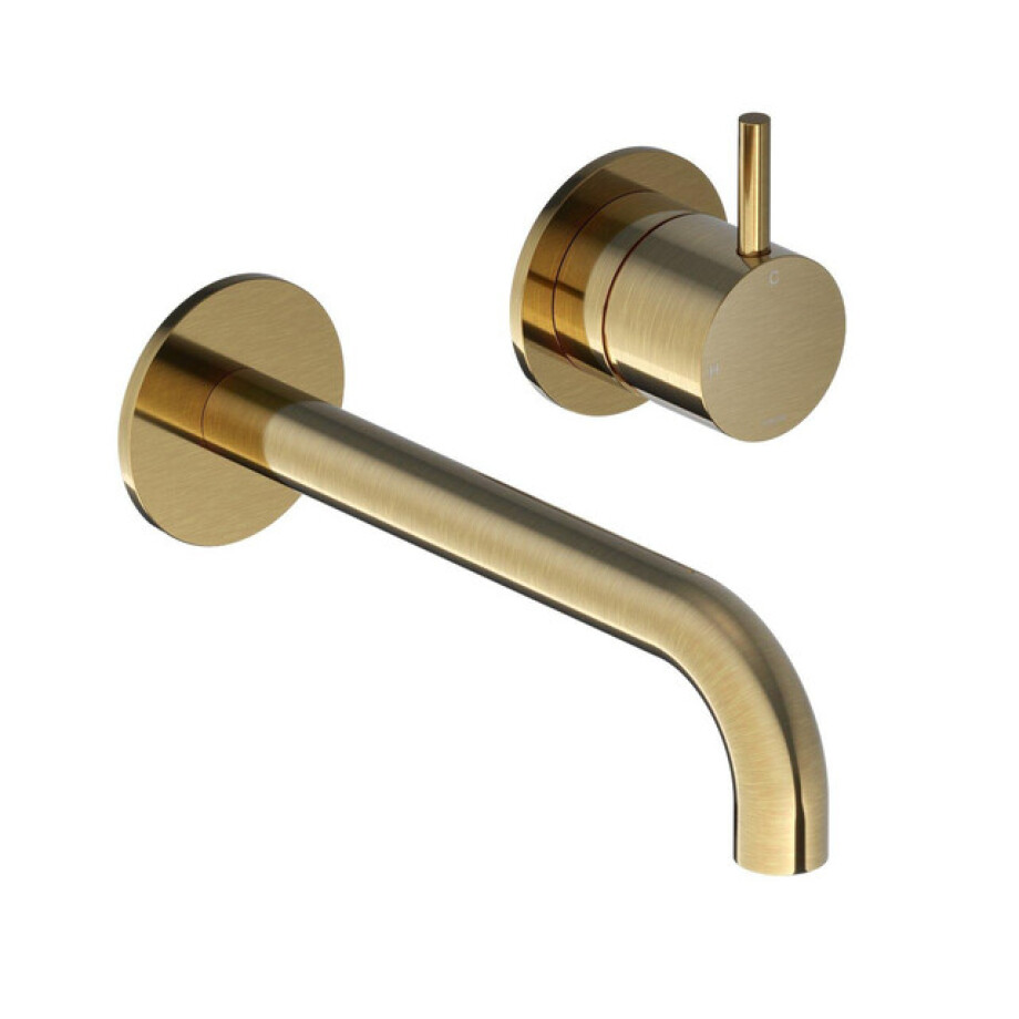 Hotbath Cobber Wastafelkraan inbouw - 25 cm uitloop - living colours - geborsteld messing CB105EXT25BB HBCB105 afbeelding 1