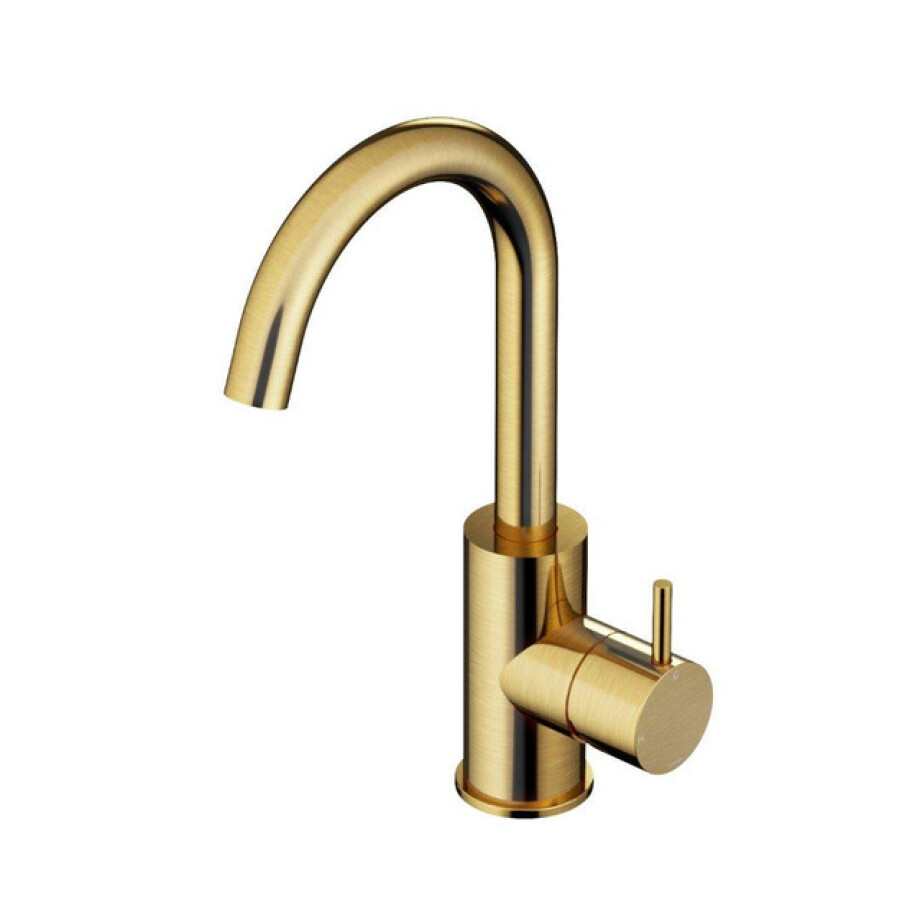 Hotbath Cobber wastafelmengkraan 27.8cms met draaibare uitloop zonder waste geborsteld messing PVD CB004BBP afbeelding 1