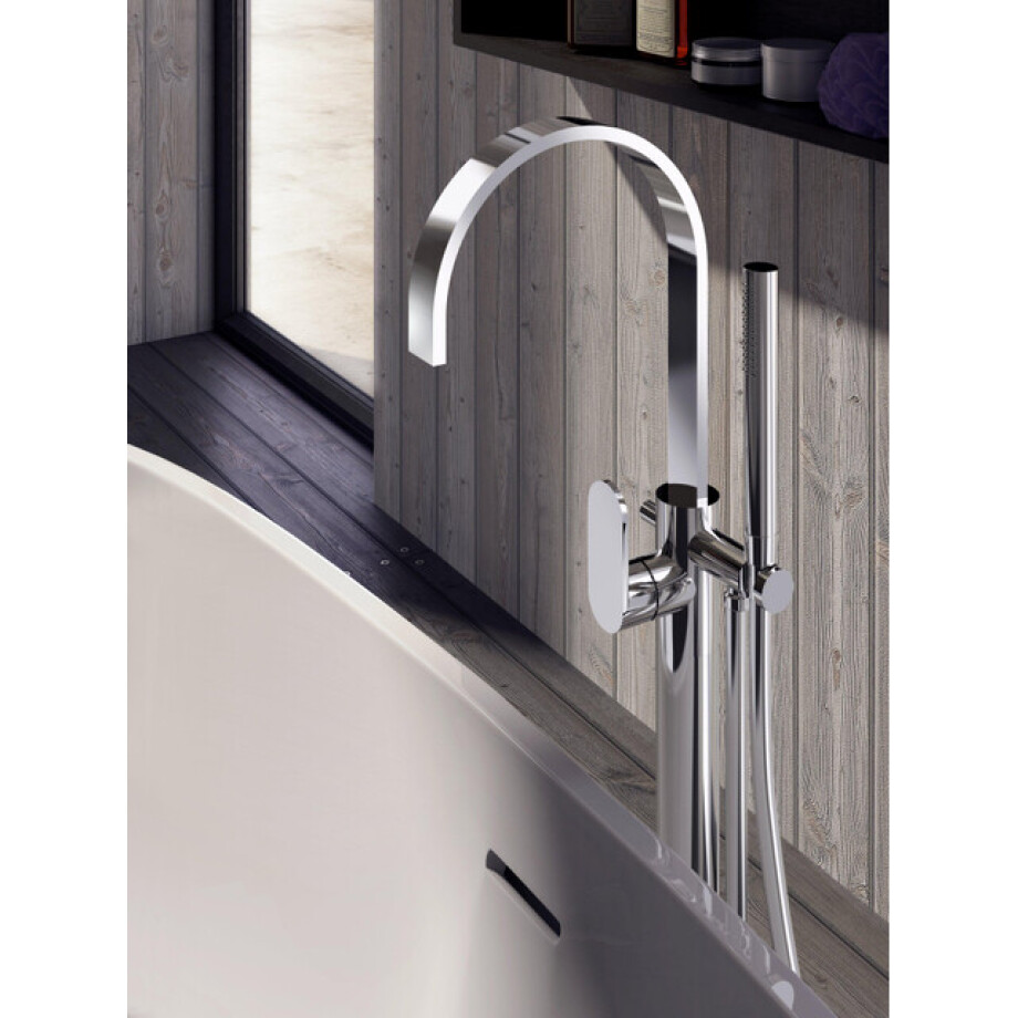 Hotbath Friendo staande badmengkraan met vaste uitloop chroom F077CR afbeelding 1