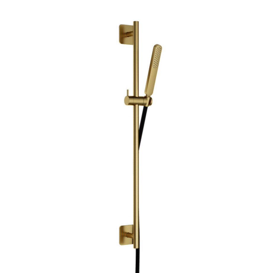 Hotbath Gal Verstelbare glijstang 100 cm met doucheslang 1,5 mtr en handdouche Geborsteld messing PVD GL309BBP afbeelding 1