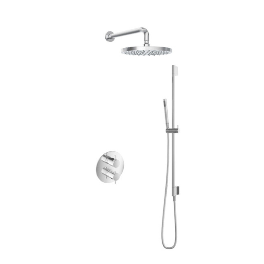 Hotbath Get together IBS2RA Regendoucheset inbouw - 35cm wandarm - 30cm ronde hoofddouche - staafhanddouche glijstang - chroom IBS2RACR57 afbeelding 1