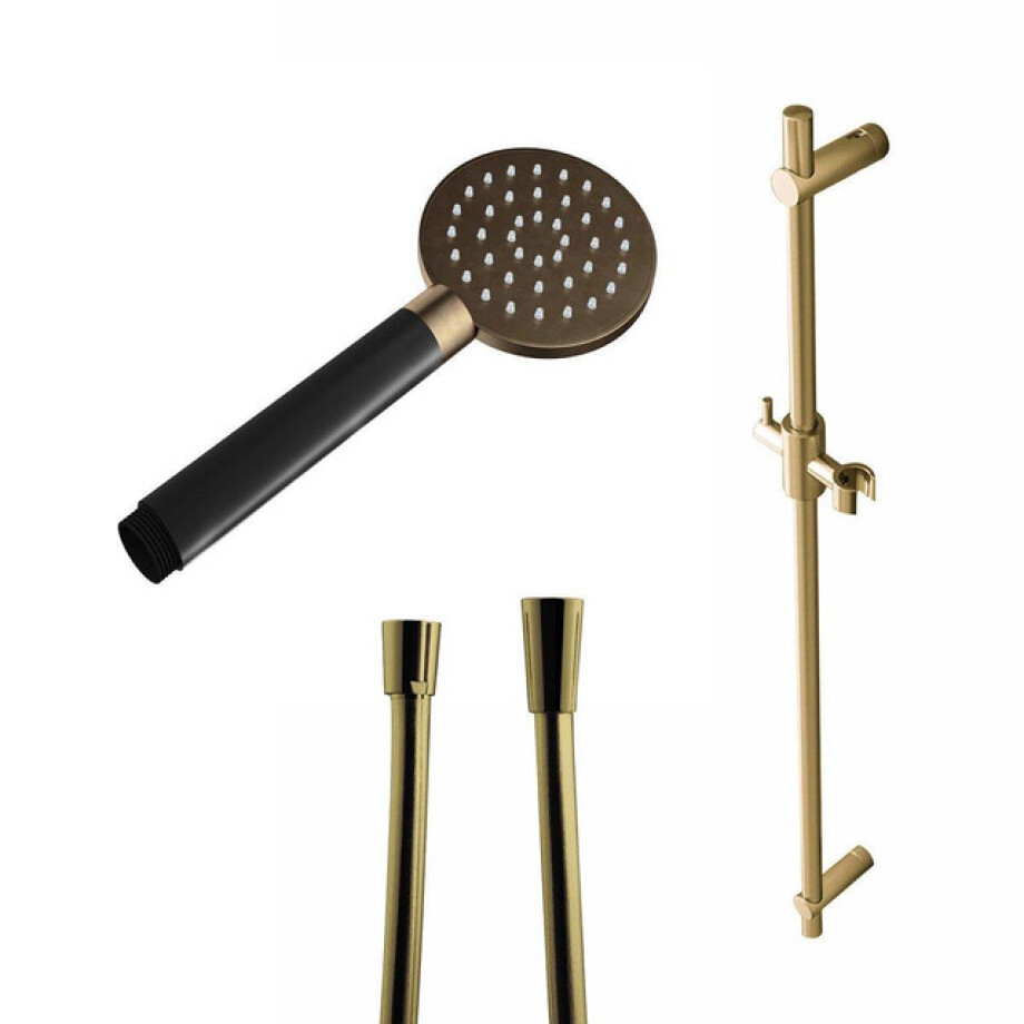 Hotbath Mate glijstangset met handdouche en doucheslang verouderd messing M015AB / M353AB / M311AB afbeelding 1