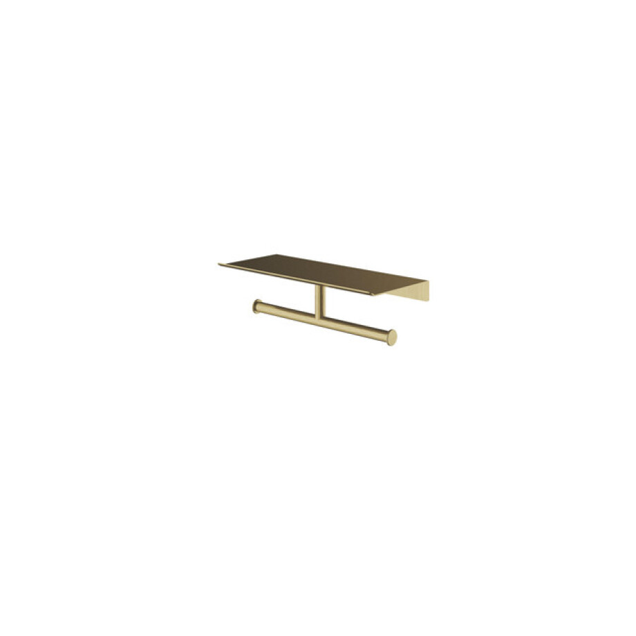 Hotbath &MORE Dubbele Rolhouder - voor planchet serie - Geborsteld messing PVD SHA05BBP afbeelding 1