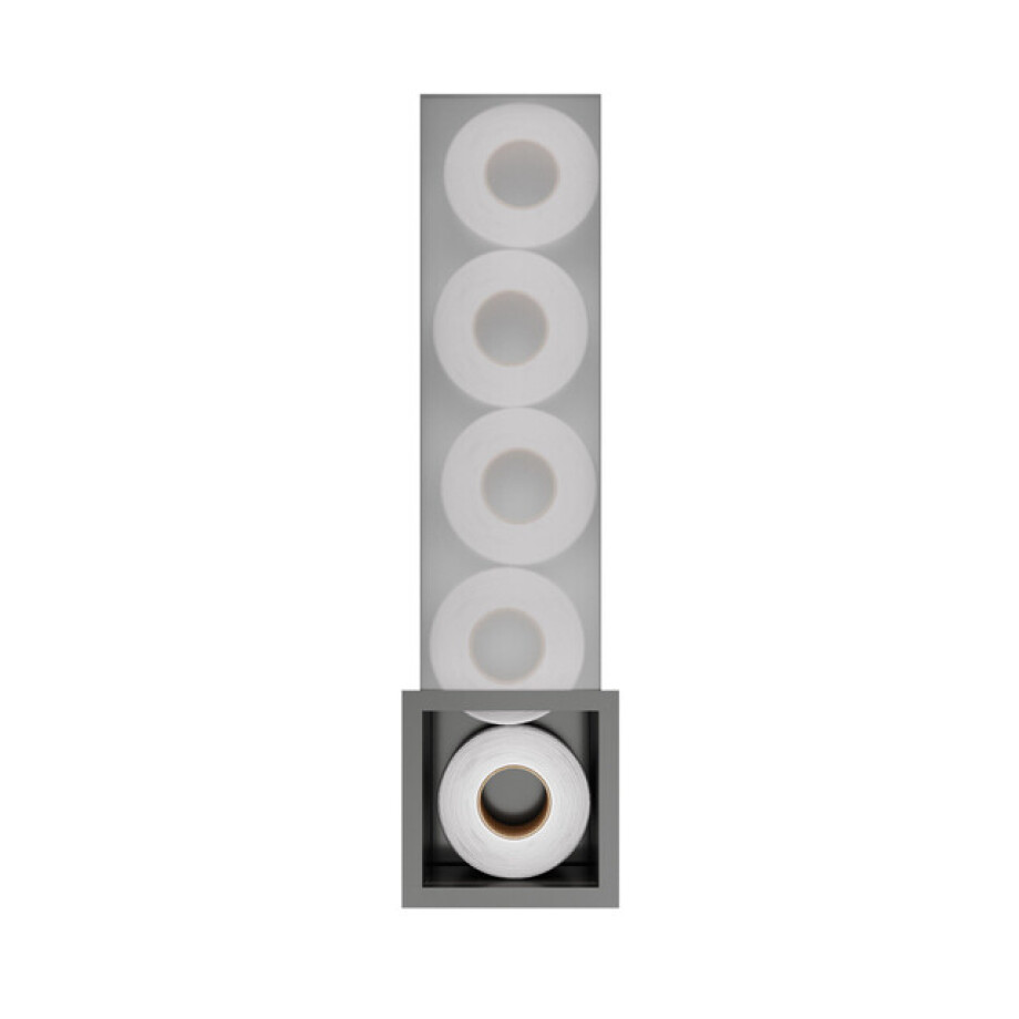 Hotbath &MORE Inbouw Reserverol Houder - 16x60x14cm - voor 6 rollen - Geborsteld gunmetal PVD ST016BGP afbeelding 1