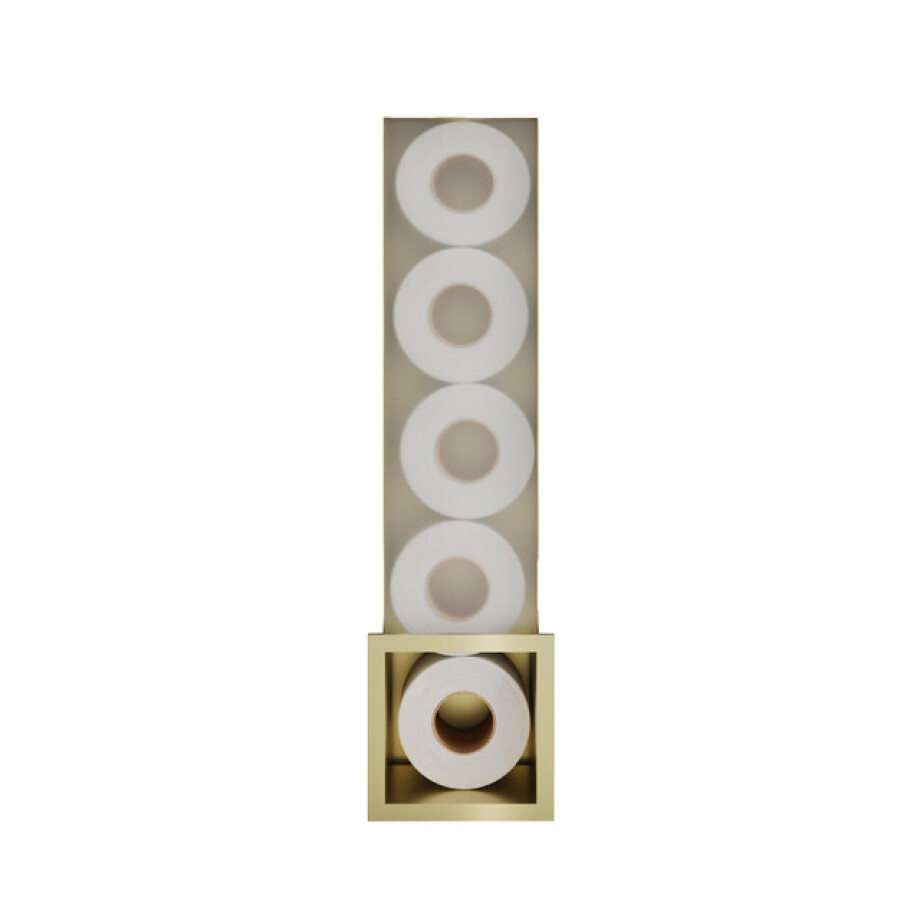 Hotbath &MORE Inbouw Reserverol Houder - 16x60x14cm - voor 6 rollen - Geborsteld messing PVD ST016BBP afbeelding 1