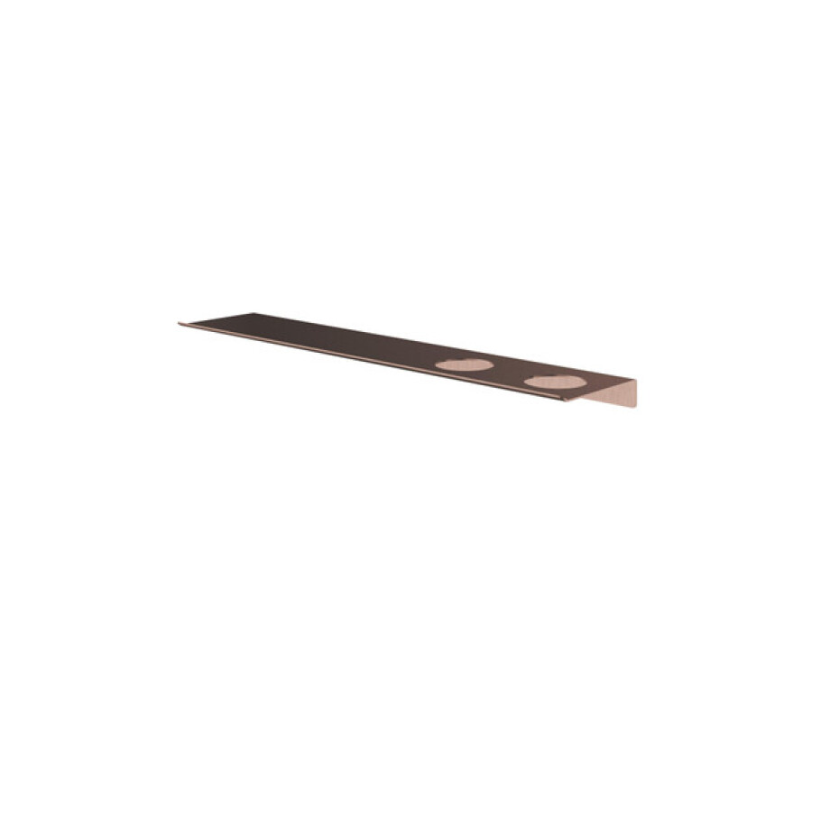 Hotbath &MORE Planchet - 60cm - inclusief bevestigings rails - 2 uitsparingen - voor zeepdispenser of beker - Geborsteld messing PVD SH060H2BBP afbeelding 1