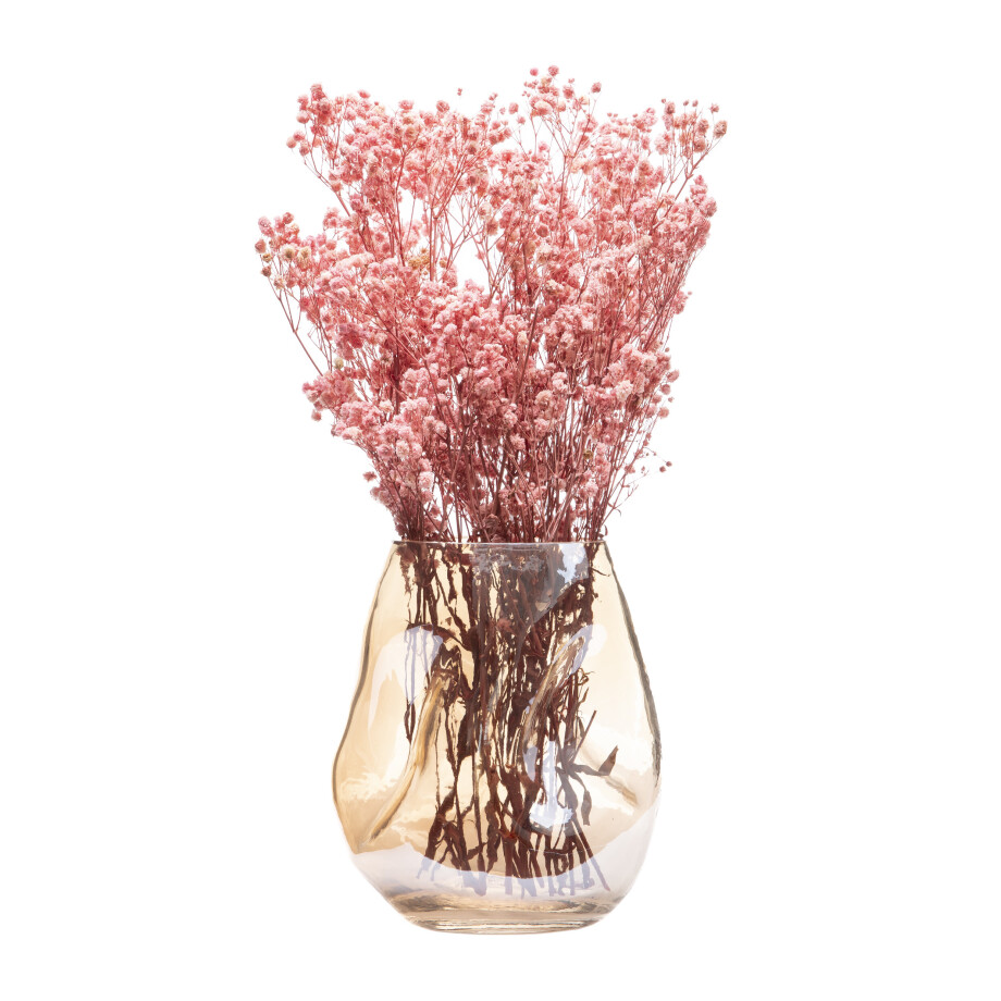 QUVIO Vaas gekreukt - Maat S - Glas - Beige afbeelding 1