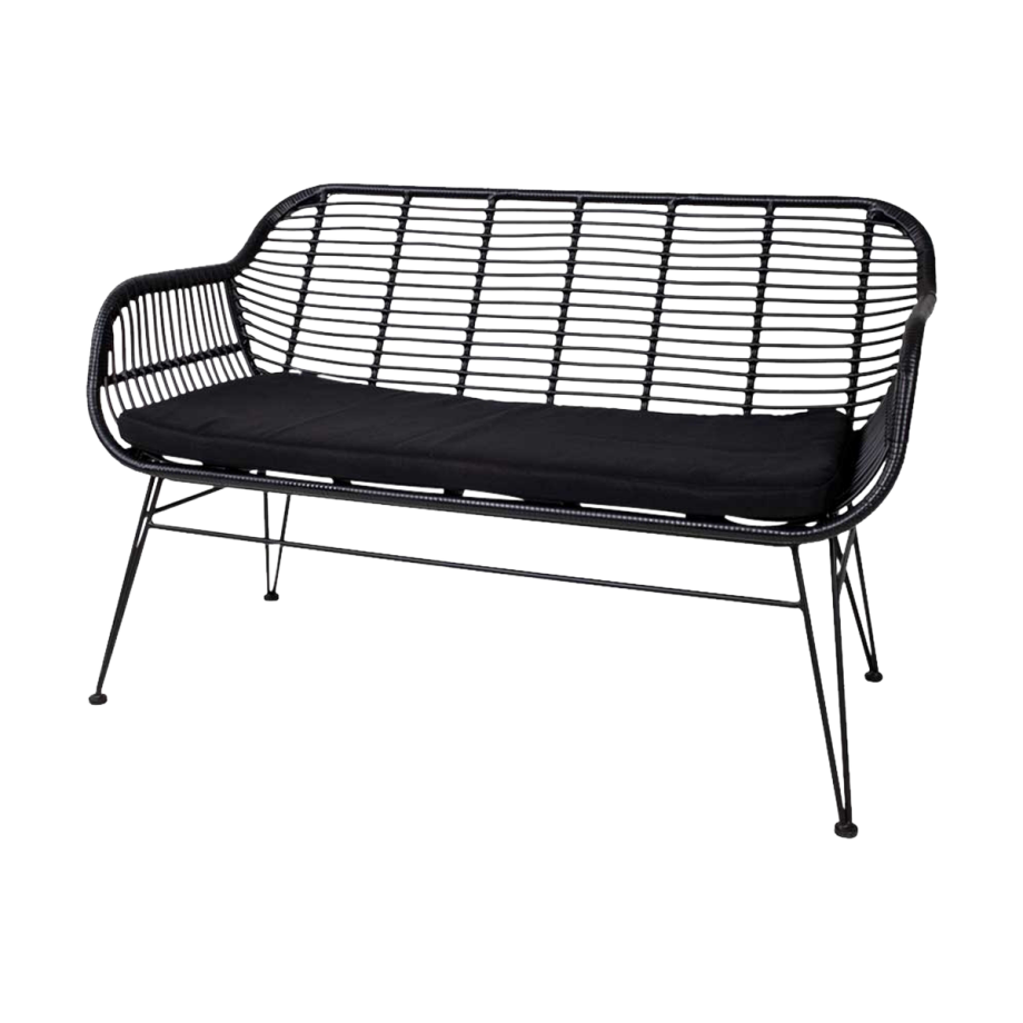 Madelein rotan tuinbank zwart - met zitkussen Madelein rotan tuinbank zwart - met zitkussen afbeelding 1