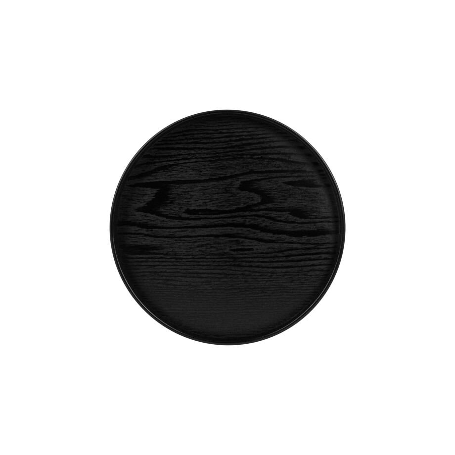 QUVIO Houten dienblad rond - Diameter 24 cm - Zwart afbeelding 1