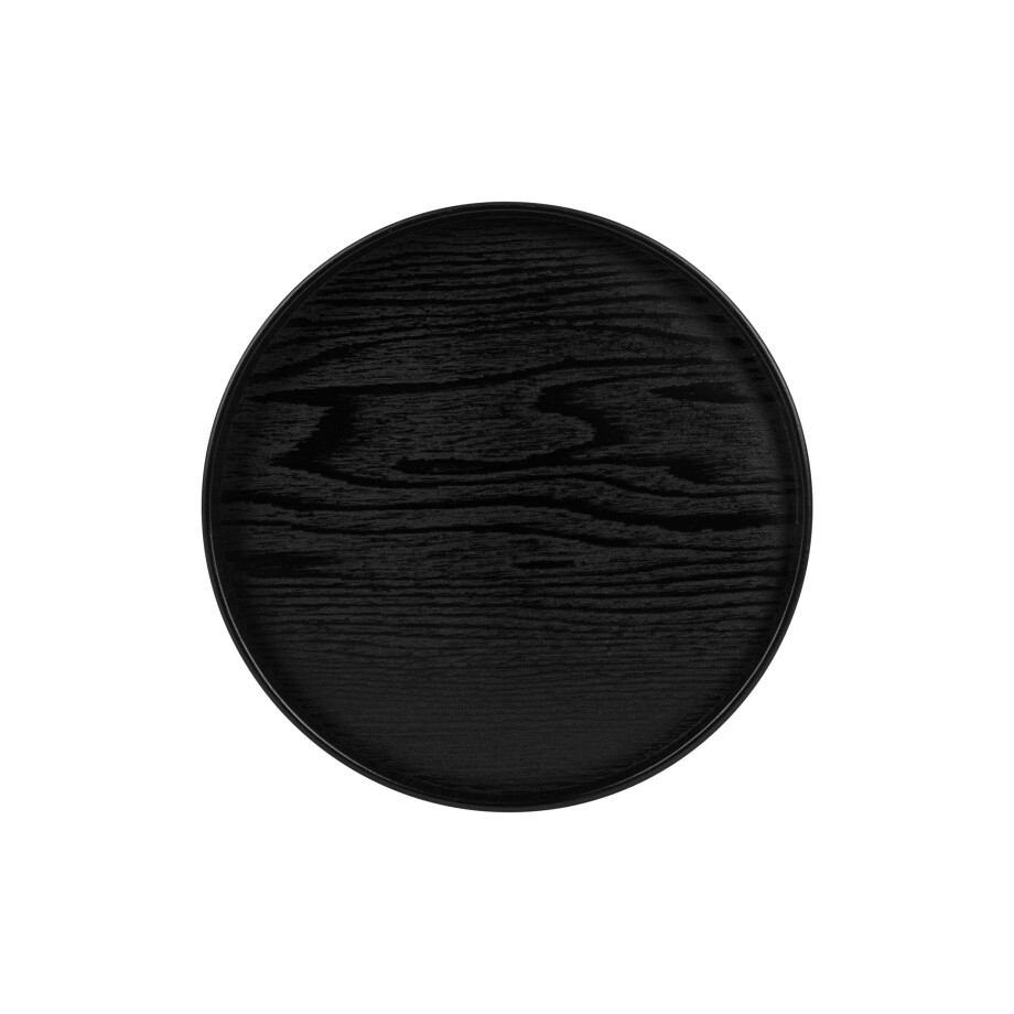 QUVIO Houten dienblad rond - Diameter 27 cm - Zwart afbeelding 1