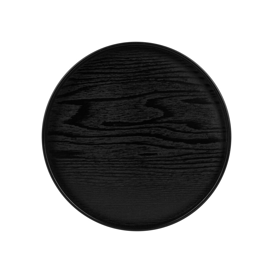 QUVIO Houten dienblad rond - Maat L - Diameter 30 cm - Zwart afbeelding 1