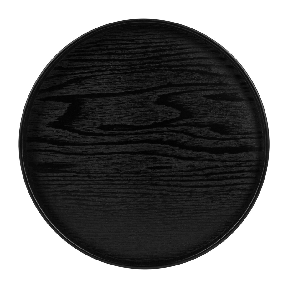 QUVIO Houten dienblad rond - Diameter 36 cm - Zwart afbeelding 1