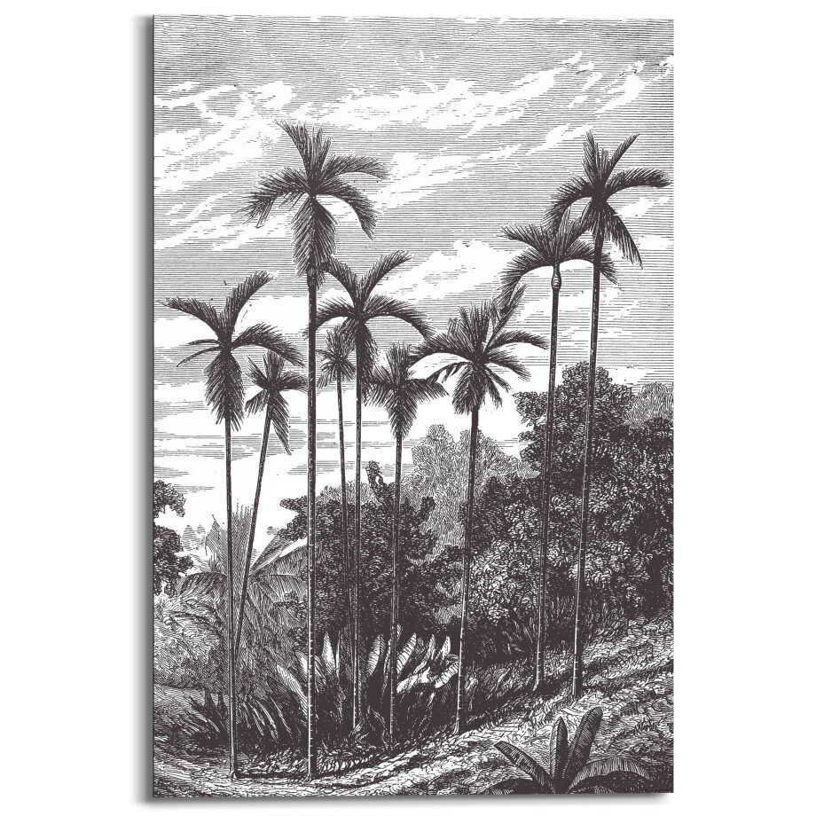 Houtprint Charcoal Palms | Orangewallz afbeelding 1