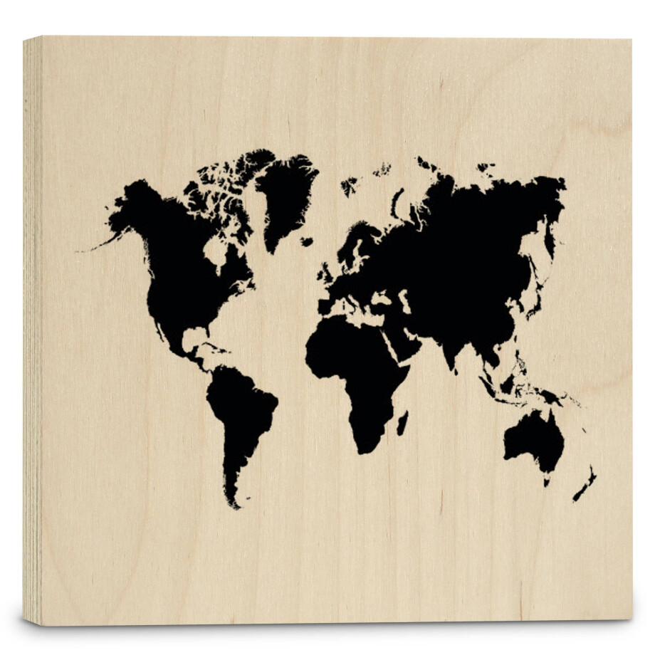 Houtprint Worldmap | Orangewallz afbeelding 1