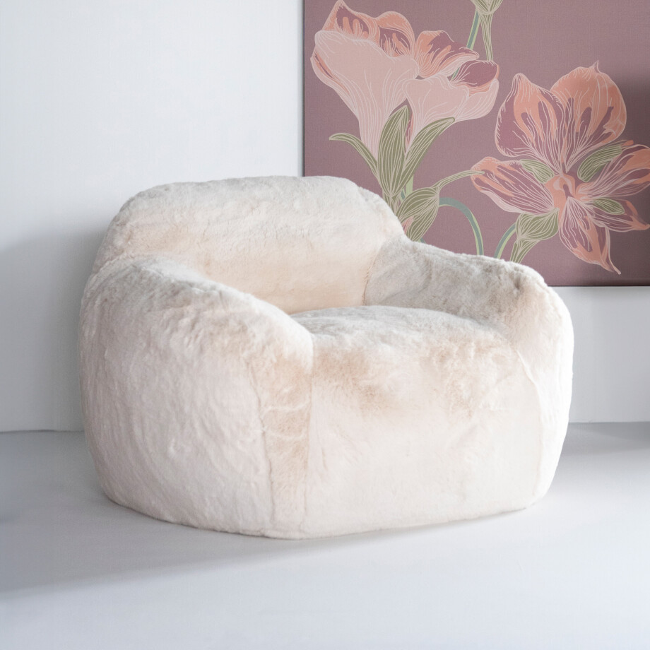 By-Boo Fauteuil 'Hug' Fluffy, kleur Beige afbeelding 1