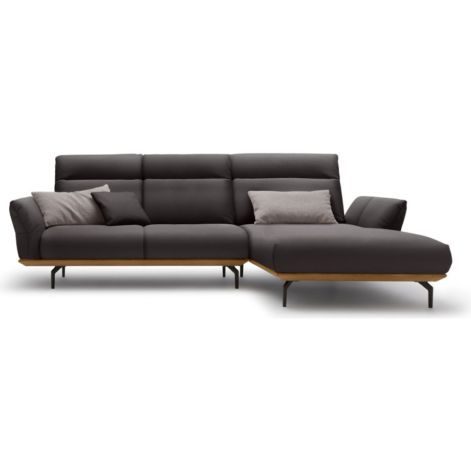 Hülsta Sofa Hoekbank Hs.460 Sokkel in walnotenhout, onderstel in umbra grijs, breedte 298 cm afbeelding 