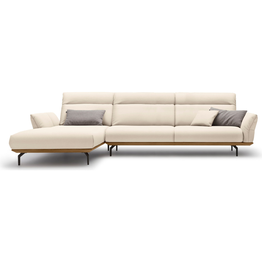 Hülsta Sofa Hoekbank Hs.460 Sokkel in walnotenhout, onderstel in umbra grijs, breedte 338 cm afbeelding 1