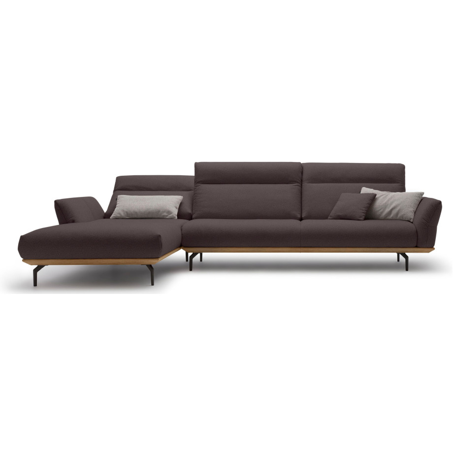 Hülsta Sofa Hoekbank Hs.460 Sokkel in walnotenhout, onderstel in umbra grijs, breedte 338 cm afbeelding 1