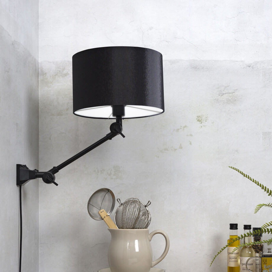 its about RoMi Wandlamp 'Amsterdam' Met stoffen kap, 65cm, kleur Zwart its about RoMi Wandlamp 'Amsterdam' Met stoffen kap, 65cm, kleur Zwart afbeelding 1