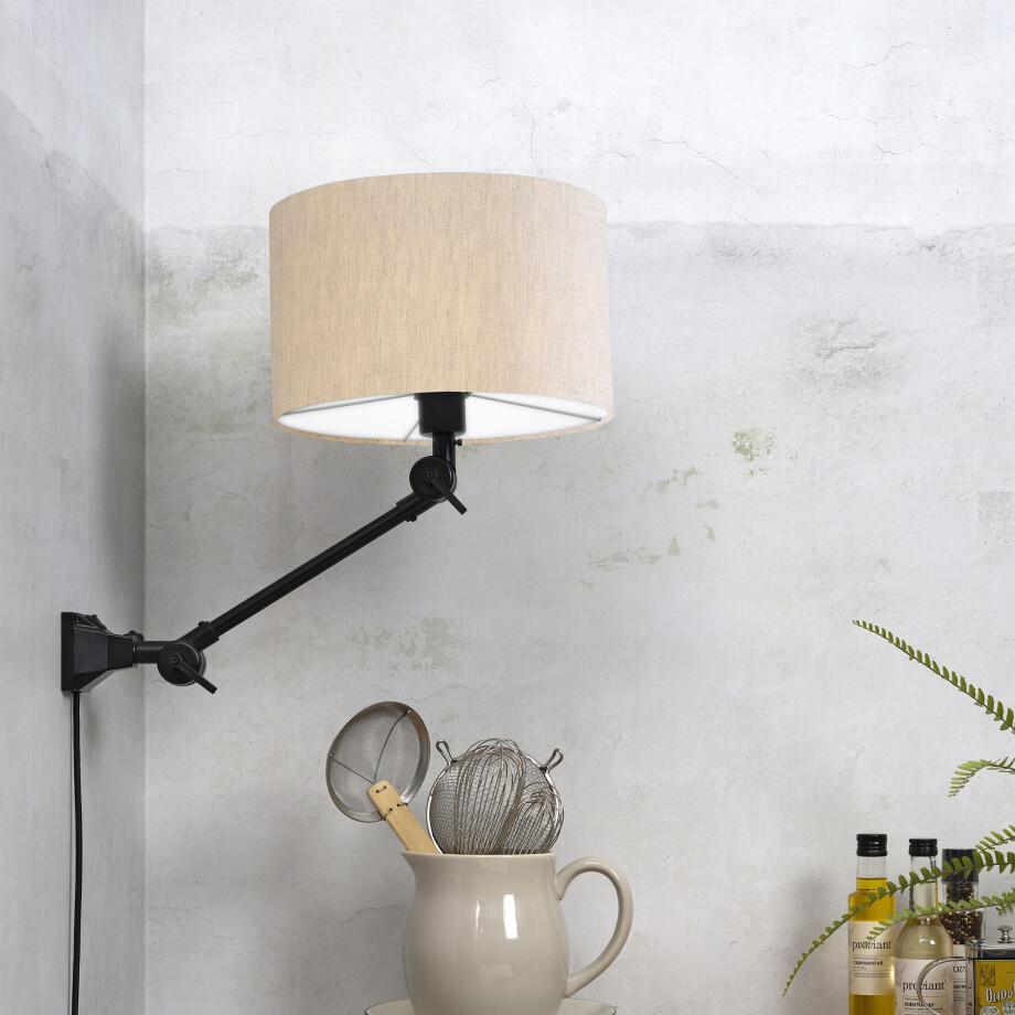 its about RoMi Wandlamp 'Amsterdam' Met stoffen kap, 65cm, kleur Beige its about RoMi Wandlamp 'Amsterdam' Met stoffen kap, 65cm, kleur Beige afbeelding 1