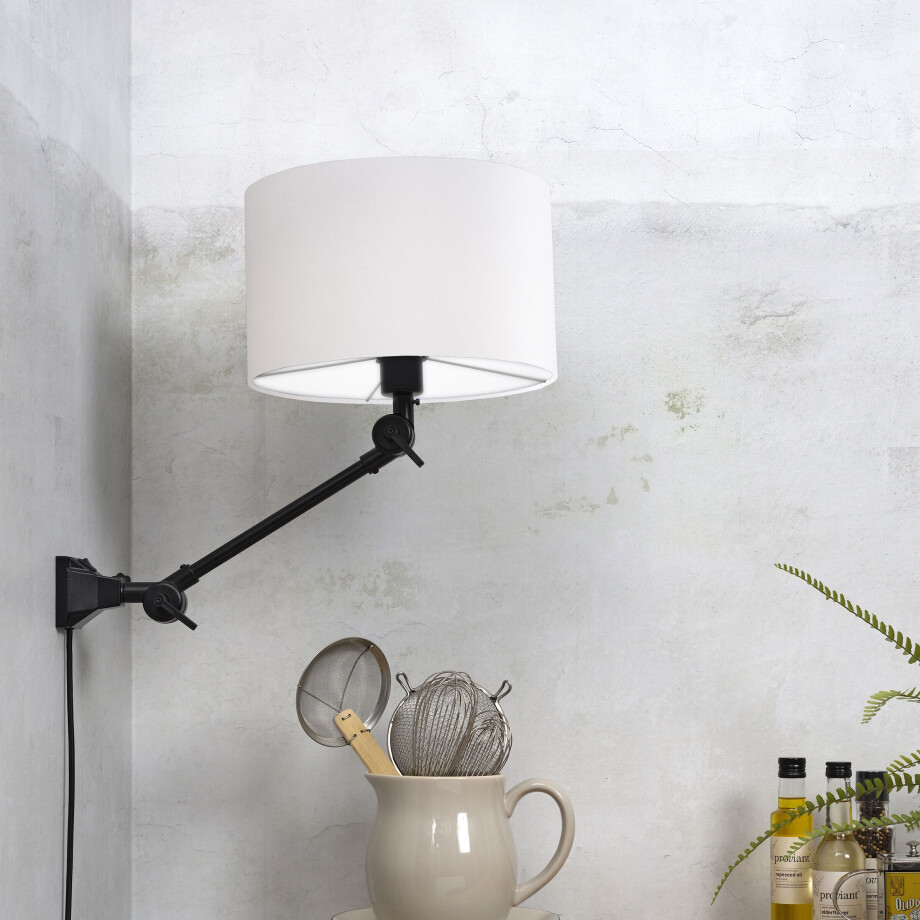 its about RoMi Wandlamp 'Amsterdam' Met stoffen kap, 65cm, kleur Wit its about RoMi Wandlamp 'Amsterdam' Met stoffen kap, 65cm, kleur Wit afbeelding 1