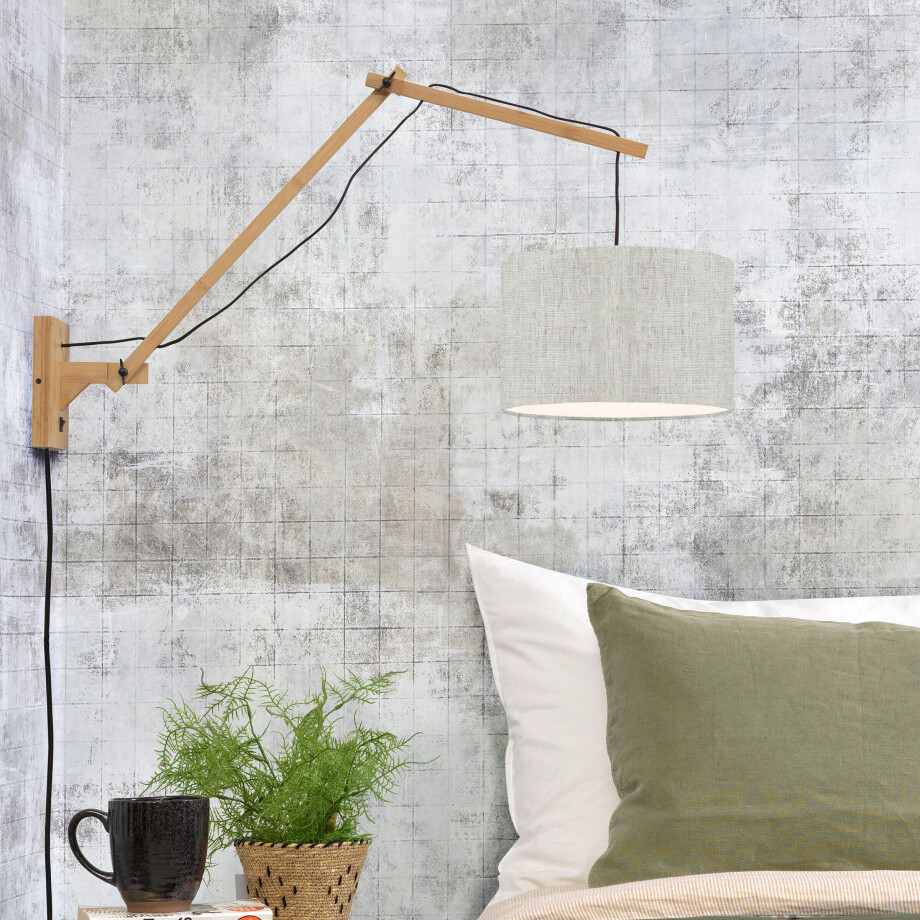 GOOD&MOJO Wandlamp 'Andes' Large, Bamboe en Eco linnen, kleur Beige/Naturel GOOD&MOJO Wandlamp 'Andes' Large, Bamboe en Eco linnen, kleur Beige/Naturel afbeelding 1