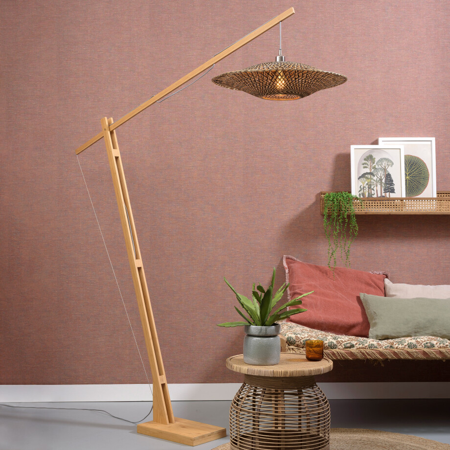 GOOD&MOJO Vloerlamp 'Bali' Bamboe, 207cm, kleur Zwart/Naturel afbeelding 1