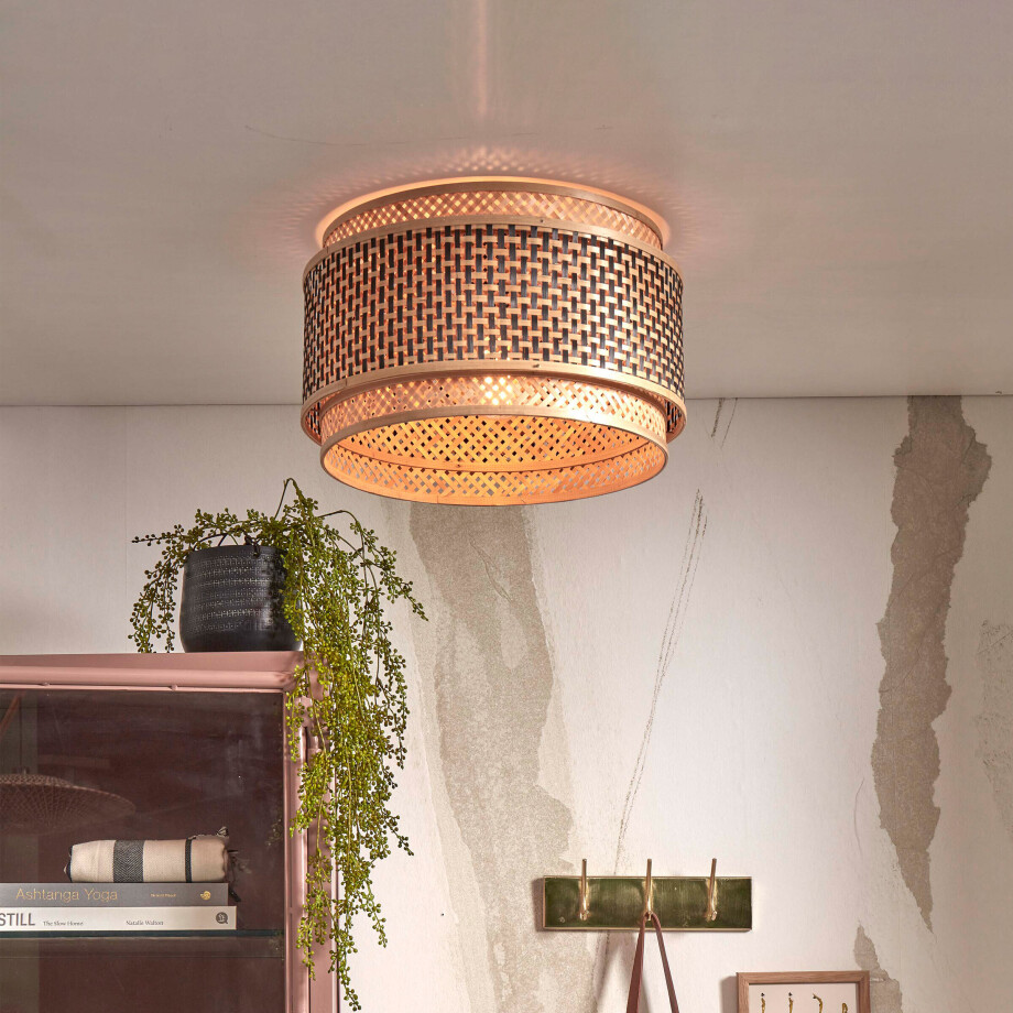 GOOD&MOJO Plafondlamp 'Bhutan' Bamboe, 40cm, kleur Zwart/Naturel afbeelding 