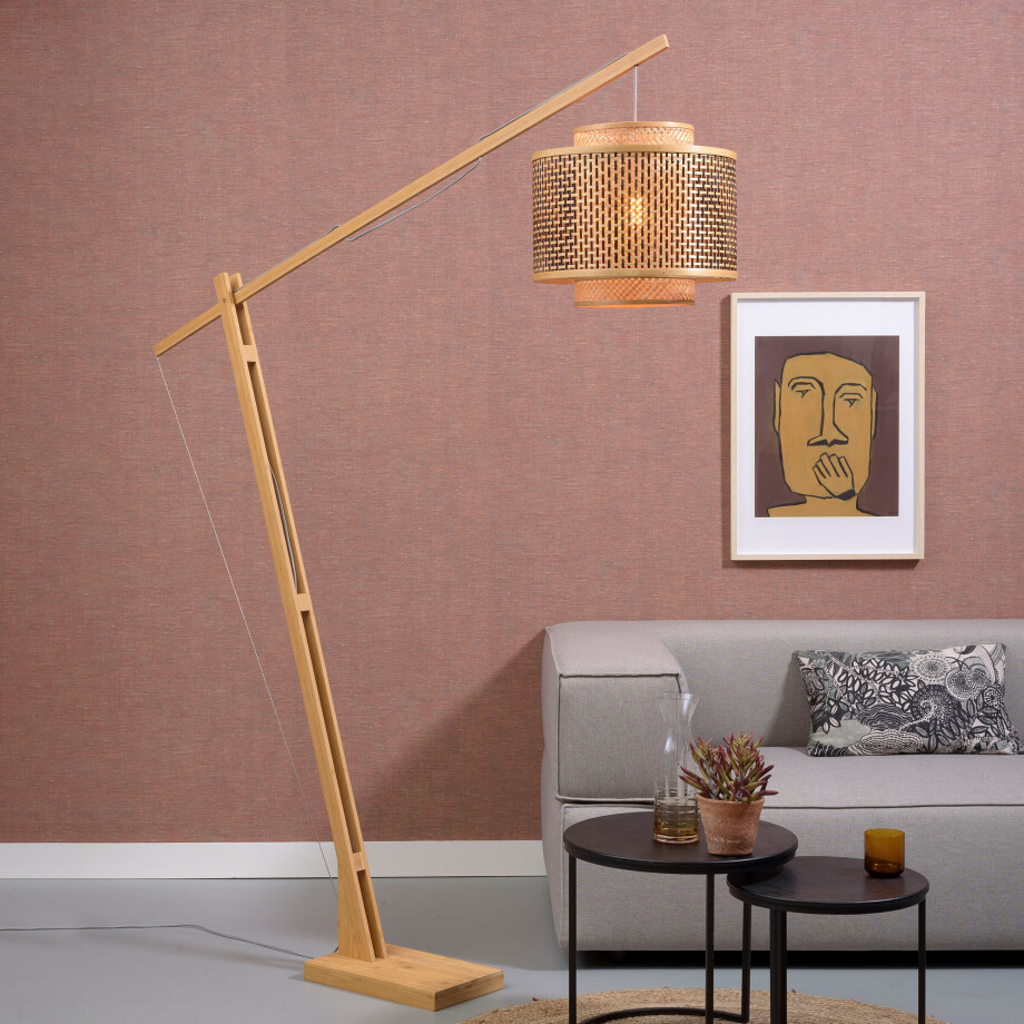 GOOD&MOJO Vloerlamp 'Bhutan' Bamboe, 207cm, kleur Naturel afbeelding 1