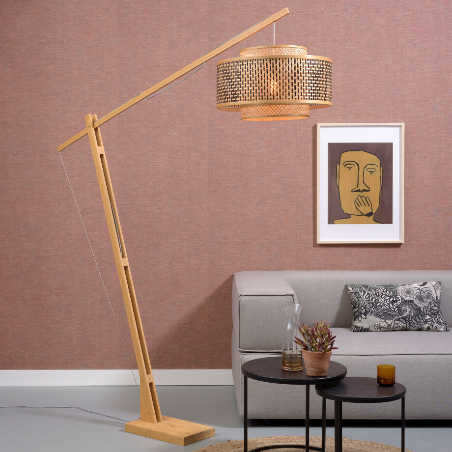 GOOD&MOJO Vloerlamp 'Bhutan' Bamboe, 207cm, kleur Naturel afbeelding 1
