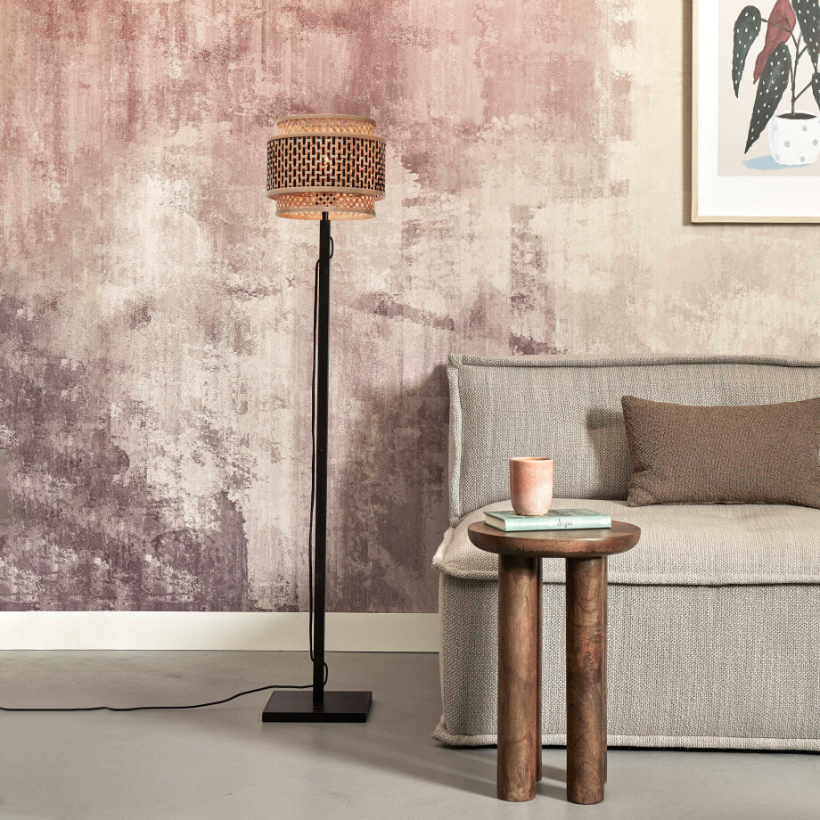 GOOD&MOJO Vloerlamp 'Bhutan' Bamboe, 130cm, kleur Zwart/Naturel afbeelding 1
