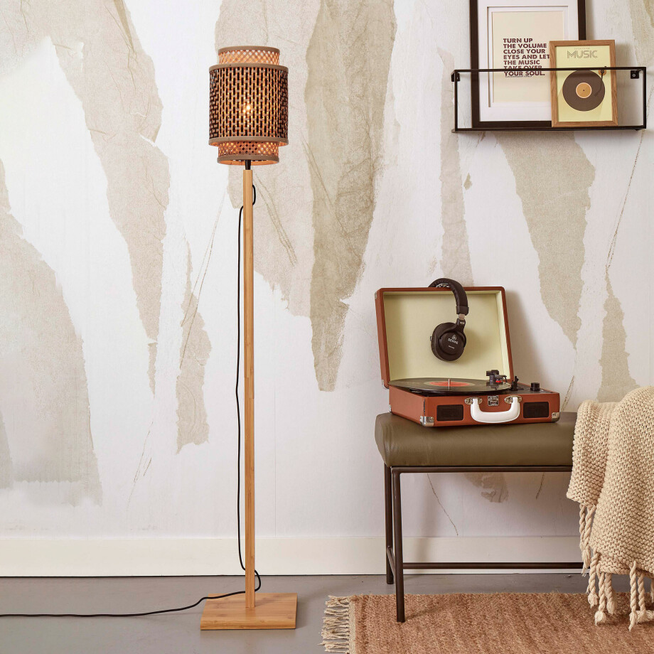 GOOD&MOJO Vloerlamp 'Bhutan' Bamboe, 135cm, kleur Naturel GOOD&MOJO Vloerlamp 'Bhutan' Bamboe, 135cm, kleur Naturel afbeelding 1