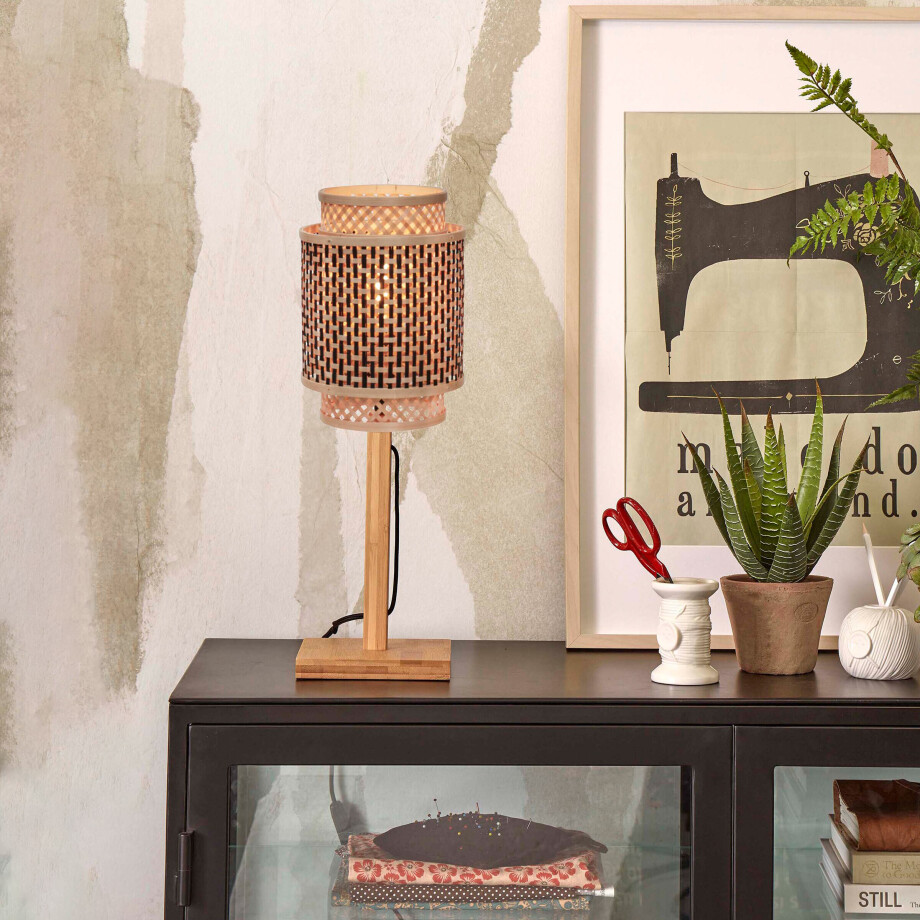 GOOD&MOJO Tafellamp 'Bhutan' Bamboe, 45cm, kleur Naturel/Zwart GOOD&MOJO Tafellamp 'Bhutan' Bamboe, 45cm, kleur Naturel/Zwart afbeelding 1