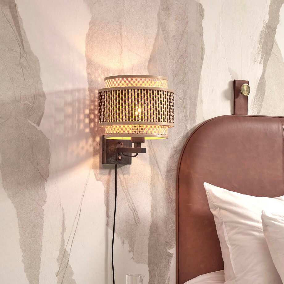 GOOD&MOJO Wandlamp 'Bhutan' Bamboe, 25cm, kleur Zwart/Naturel GOOD&MOJO Wandlamp 'Bhutan' Bamboe, 25cm, kleur Zwart/Naturel afbeelding 1