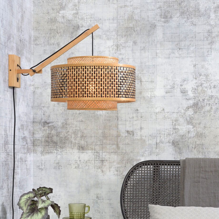 GOOD&MOJO Wandlamp 'Bhutan' Small, Ø50cm, Bamboe, kleur Naturel afbeelding 1